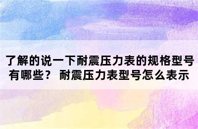 了解的说一下耐震压力表的规格型号有哪些？ 耐震压力表型号怎么表示